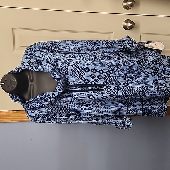 NWT Ruby Rd Blue Geometric Print Crowl Neck Sweater Size 2X - Picture 2 of 8